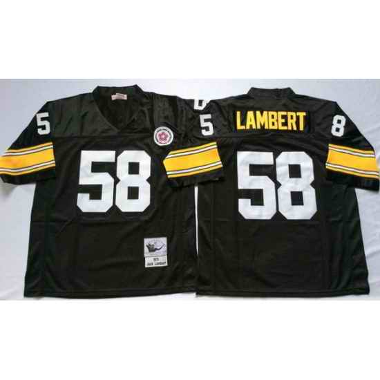 Men Pittsburgh Steelers 58 Jack Lambert Black M&N Throwback Jersey